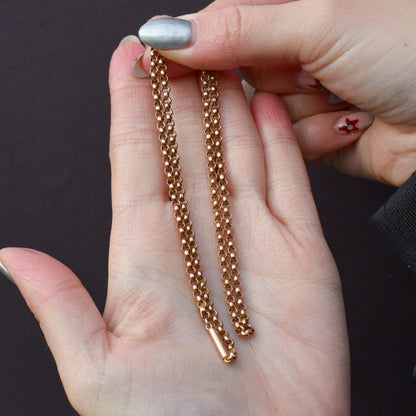 Antique 9ct Gold Faceted Belcher Link Chain Necklace with Barrel Clasp | 17.5"