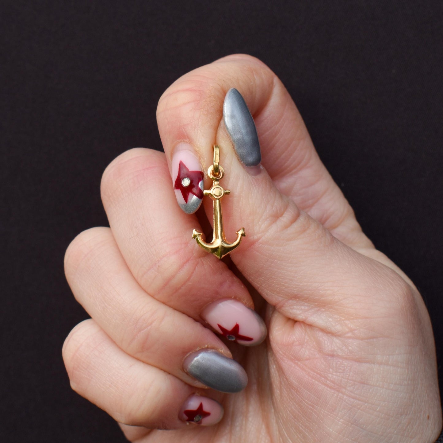 Vintage 18ct Yellow Gold Anchor Nautical Charm Pendant