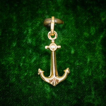 Vintage 18ct Yellow Gold Anchor Nautical Charm Pendant