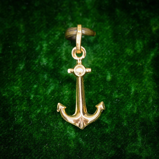 Vintage 18ct Yellow Gold Anchor Nautical Charm Pendant