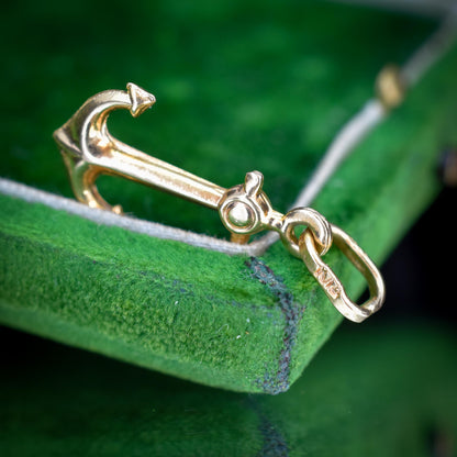 Vintage 18ct Yellow Gold Anchor Nautical Charm Pendant