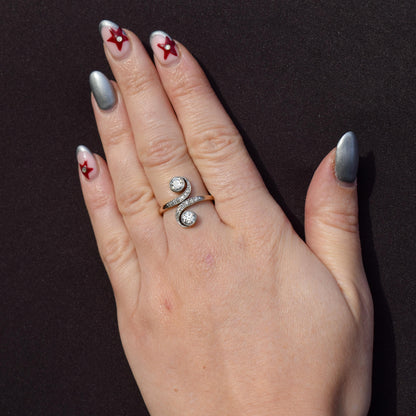 Antique 0.96ct Diamond 'Toi Et Moi' Two Stone Gold and Platinum Ring