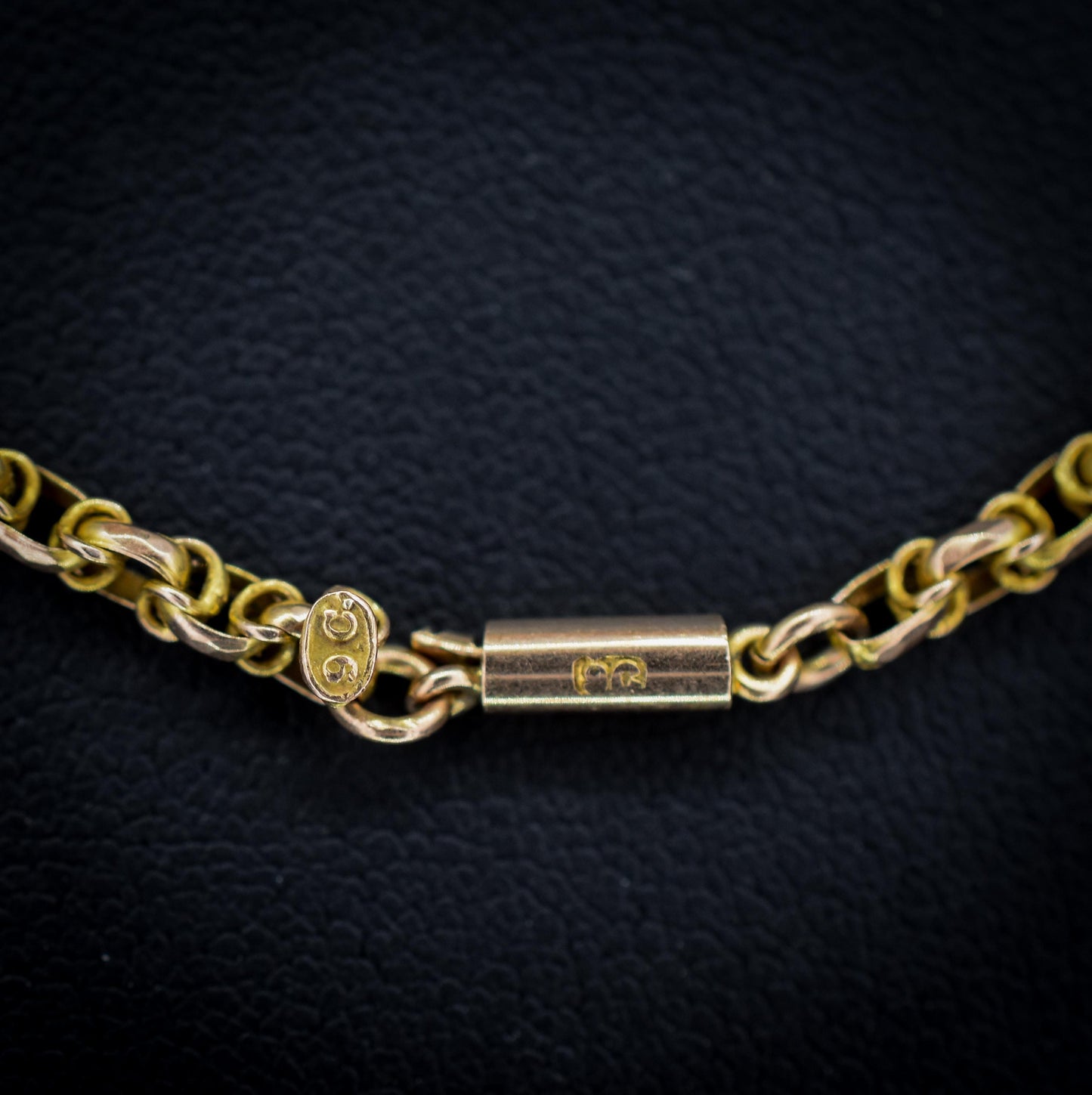 Antique 9ct Gold Fancy Link Chain Necklace with Barrel Clasp | 16.5"