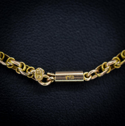 Antique 9ct Gold Fancy Link Chain Necklace with Barrel Clasp | 16.5"