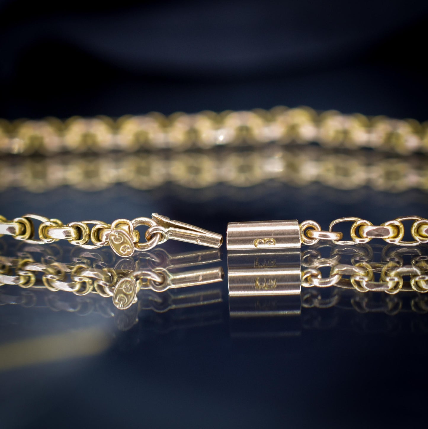 Antique 9ct Gold Fancy Link Chain Necklace with Barrel Clasp | 16.5"