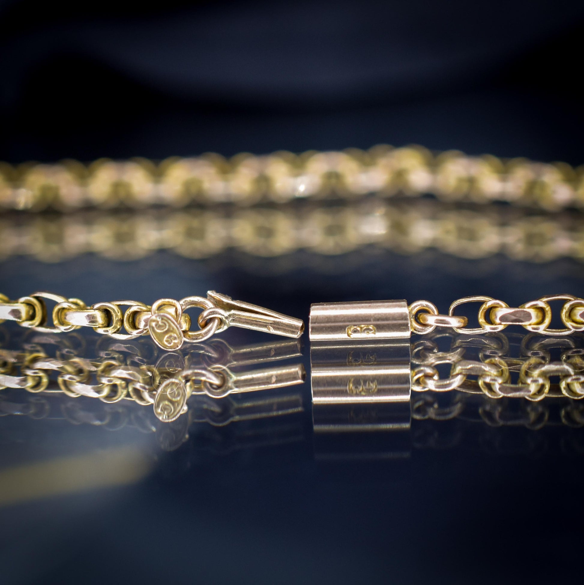 Antique 9ct Gold Fancy Link Chain Necklace with Barrel Clasp | 16.5"