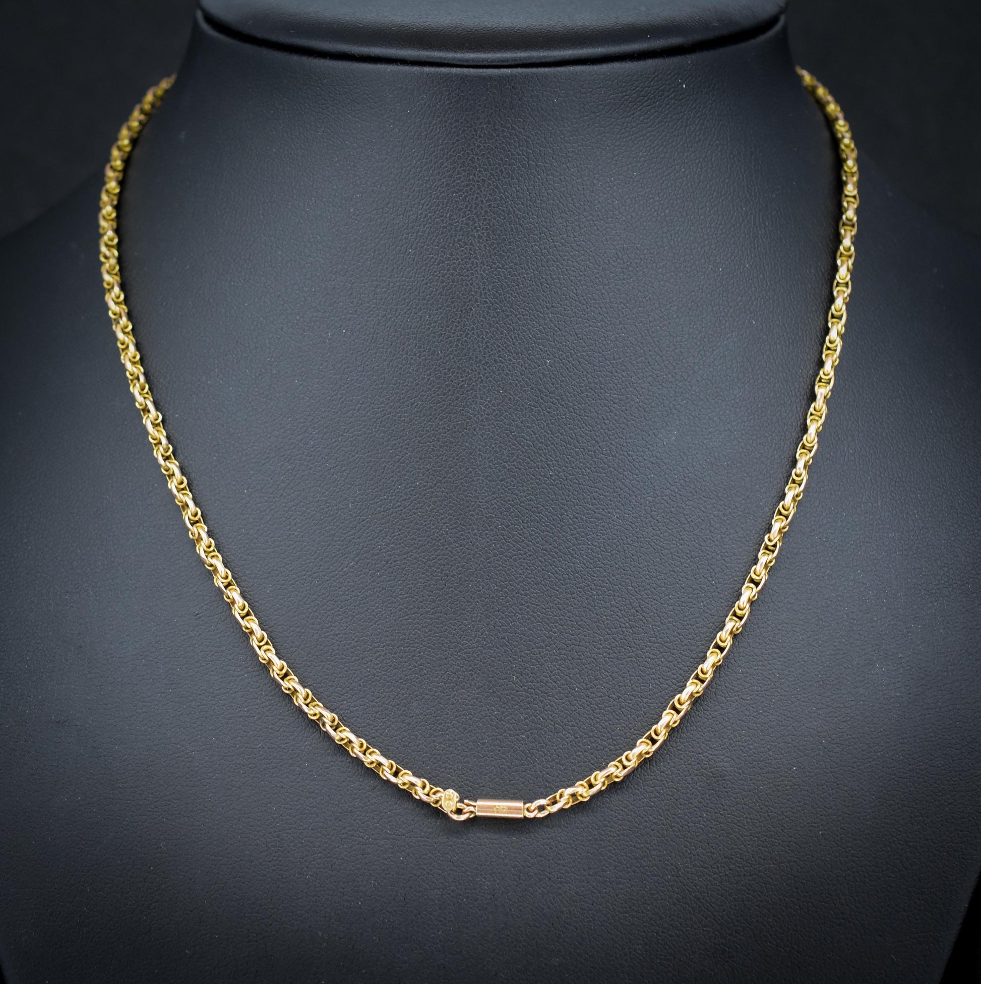 Antique 9ct Gold Fancy Link Chain Necklace with Barrel Clasp | 16.5"