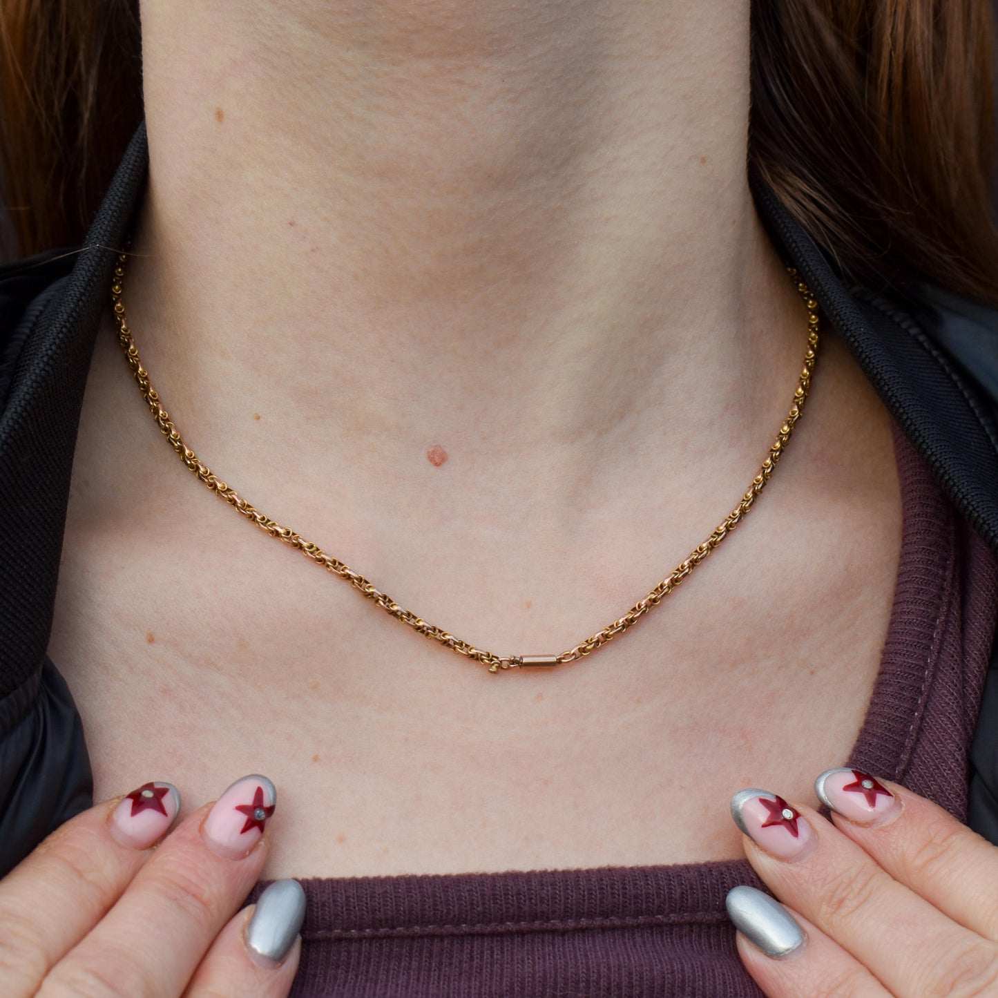 Antique 9ct Gold Fancy Link Chain Necklace with Barrel Clasp | 16.5"