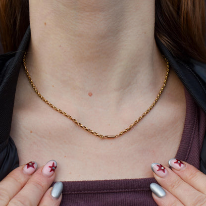 Antique 9ct Gold Fancy Link Chain Necklace with Barrel Clasp | 16.5"