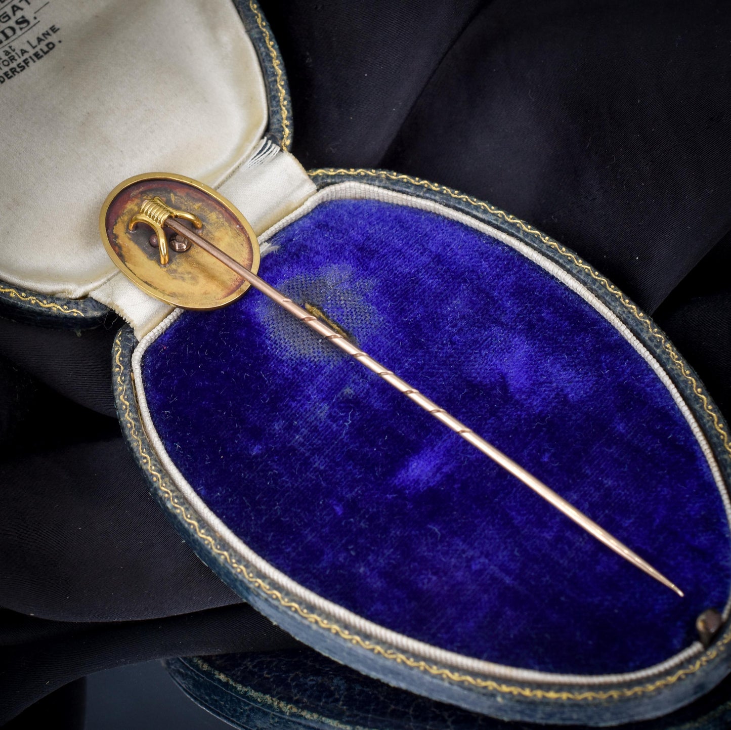 Antique Victorian Diamond Horse Equestrian 15ct Gold Stick Pin