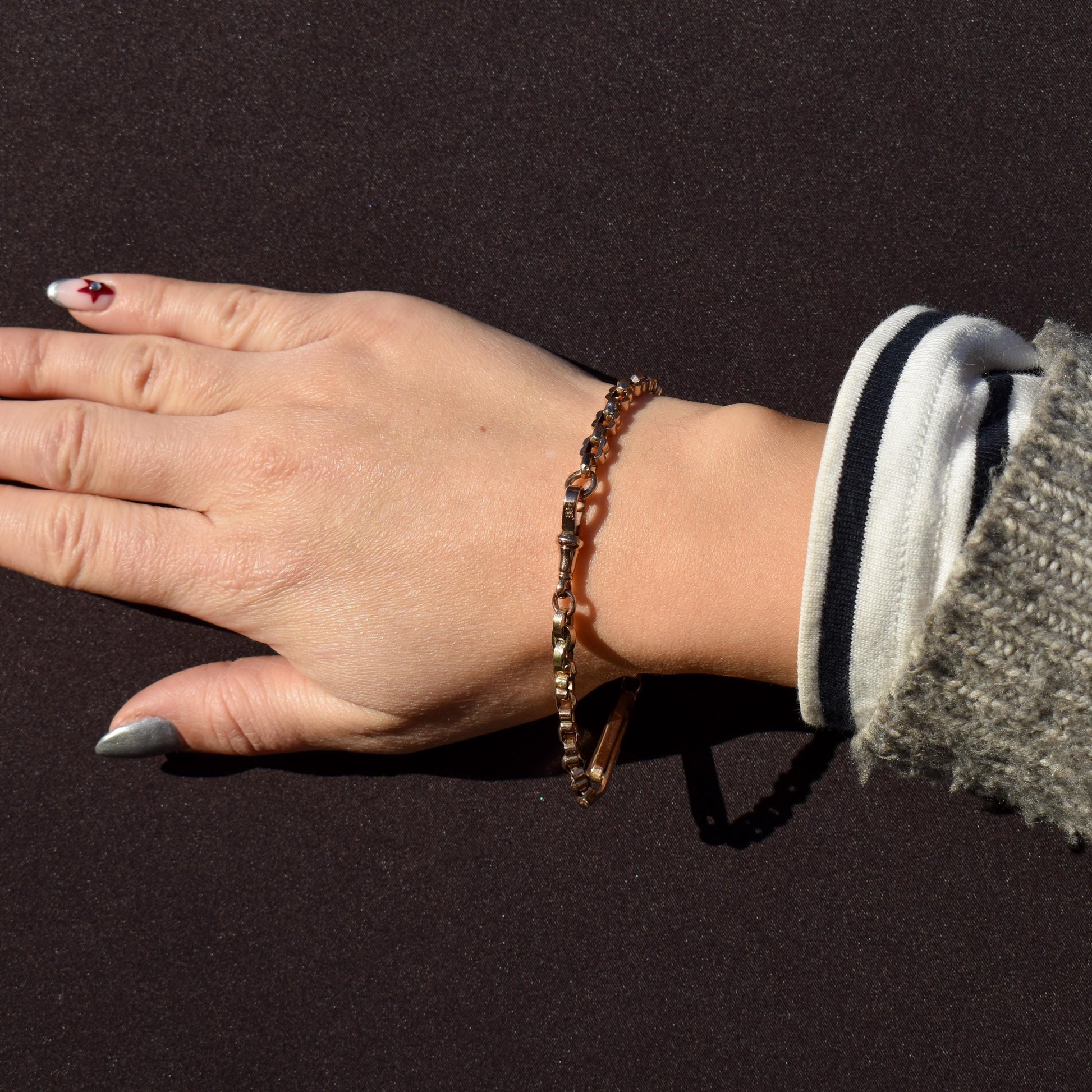 Antique Fancy Link 9ct Gold Chain Bracelet | 8"