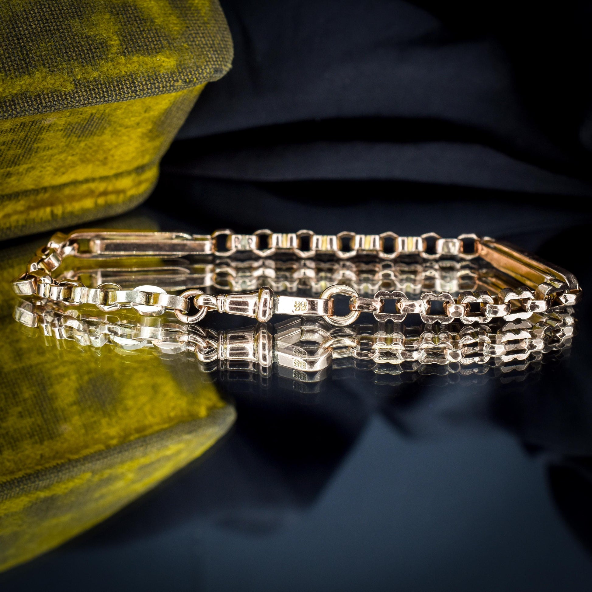 Antique Fancy Link 9ct Gold Chain Bracelet | 8"