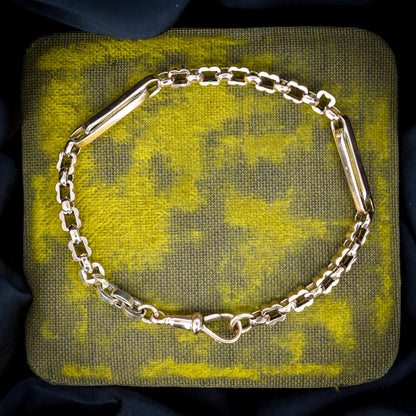 Antique Fancy Link 9ct Gold Chain Bracelet | 8"