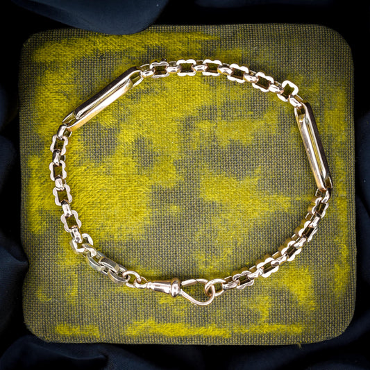Antique Fancy Link 9ct Gold Chain Bracelet | 8"