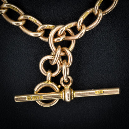 Antique '1918' 9ct Gold Oval Link Albert Watch Chain Necklace | 15"