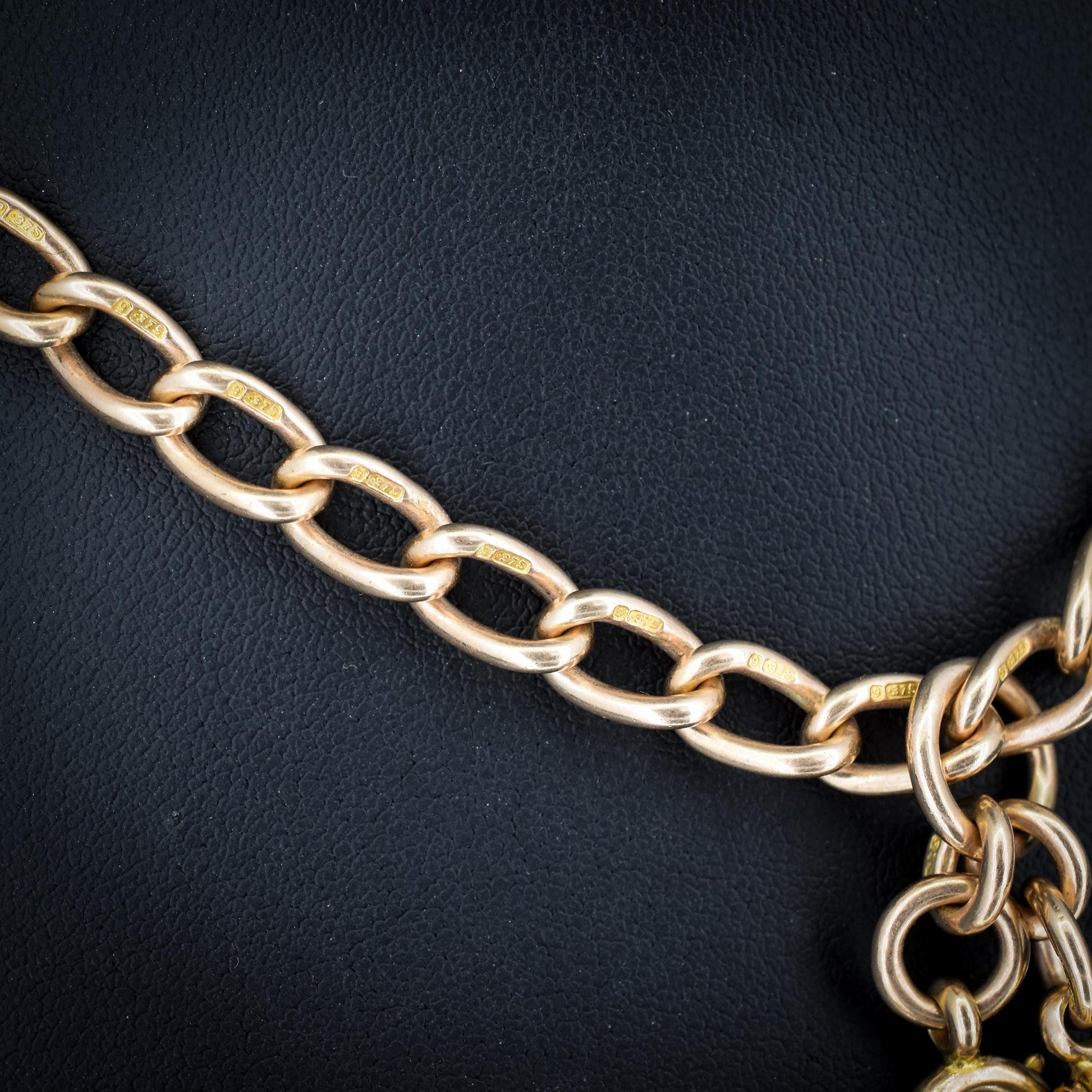 Antique '1918' 9ct Gold Oval Link Albert Watch Chain Necklace | 15"