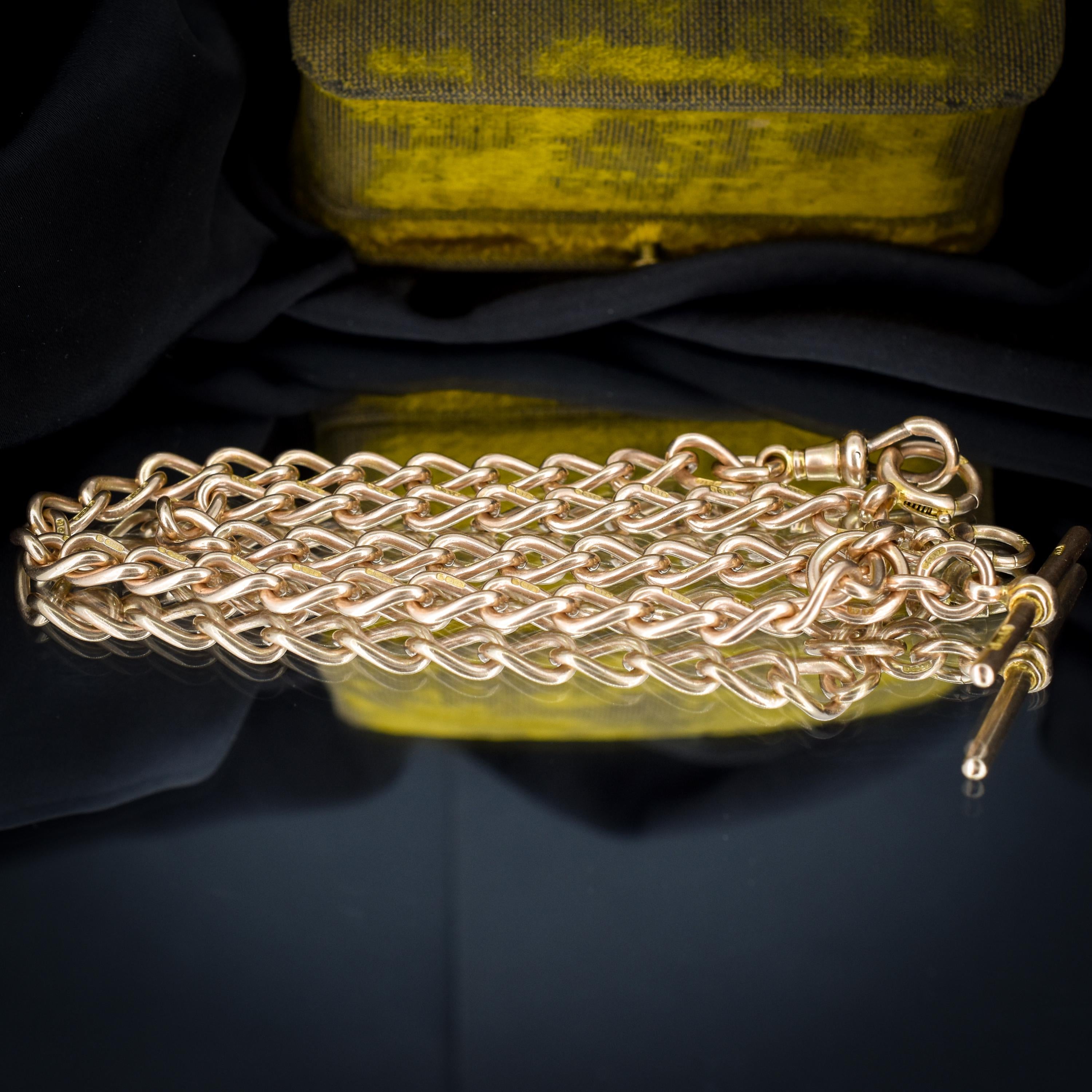 Antique '1918' 9ct Gold Oval Link Albert Watch Chain Necklace | 15