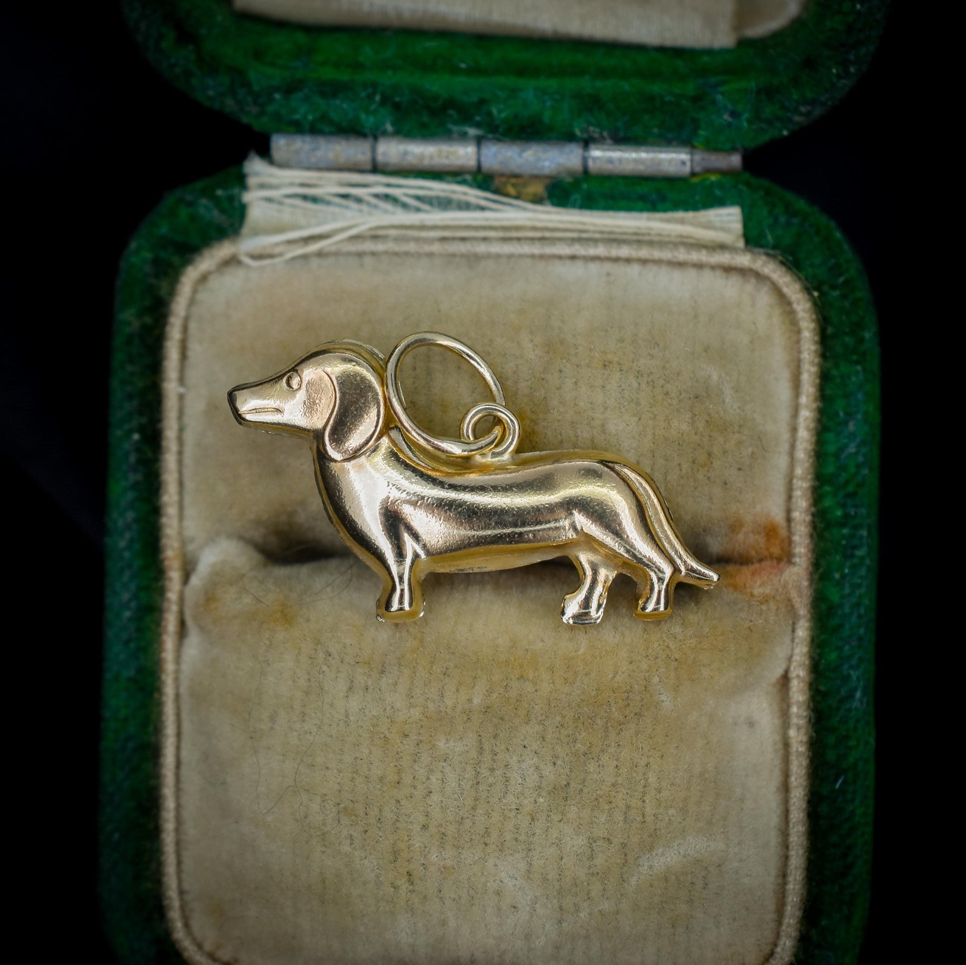 Vintage 9ct Gold Dachshund Dog Charm Pendant - Dated 1965