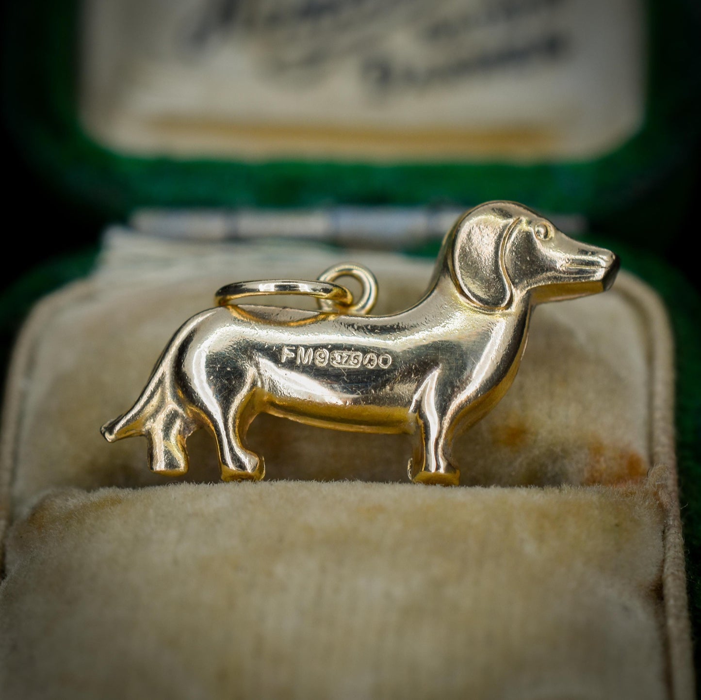 Vintage 9ct Gold Dachshund Dog Charm Pendant - Dated 1965