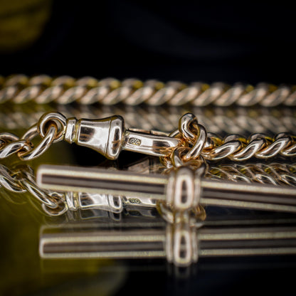 Antique Curb 9ct Gold Bracelet with Dog Clip and T-bar | 7.5"