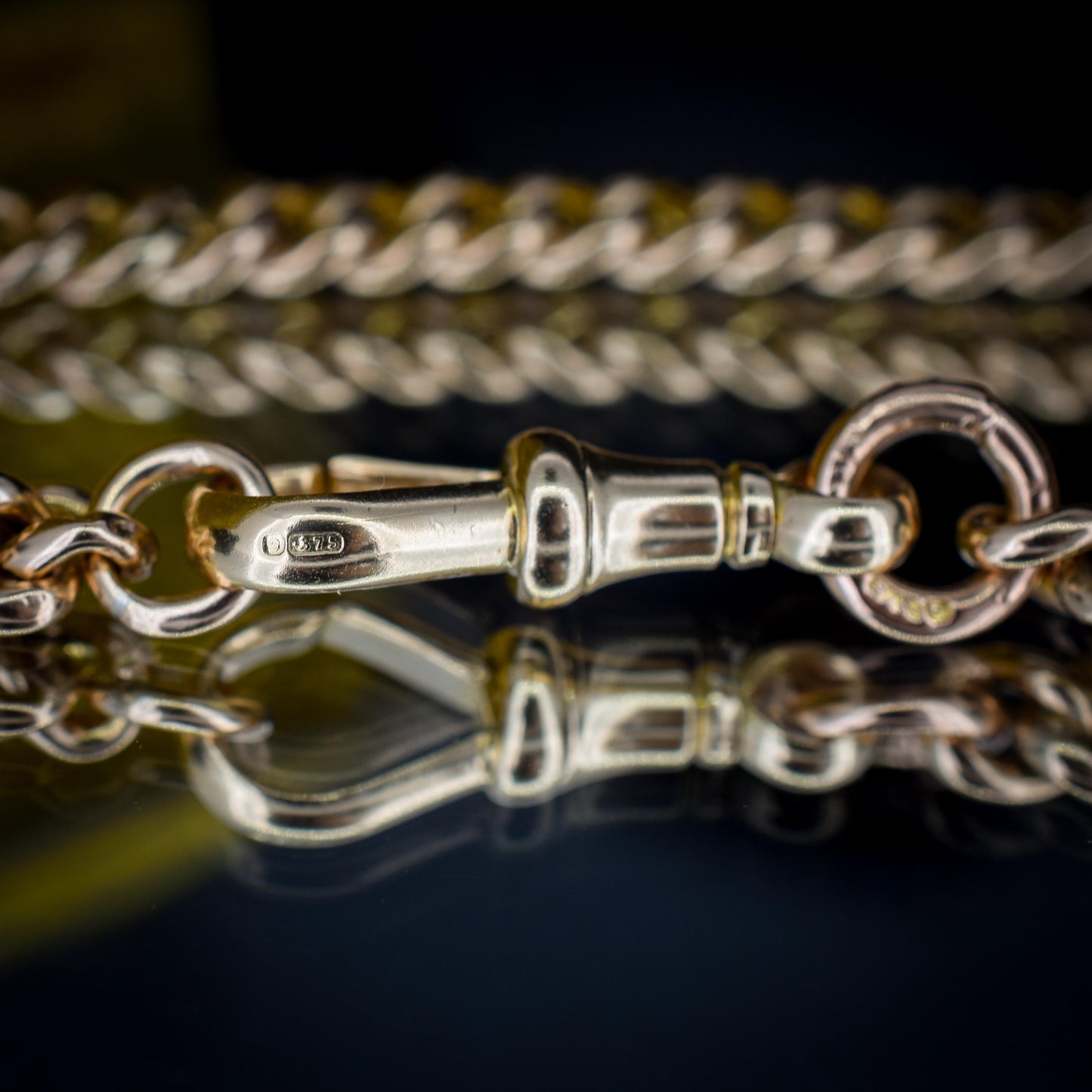 Antique 9ct Gold Curb Link Dog Clip Bracelet | 7"