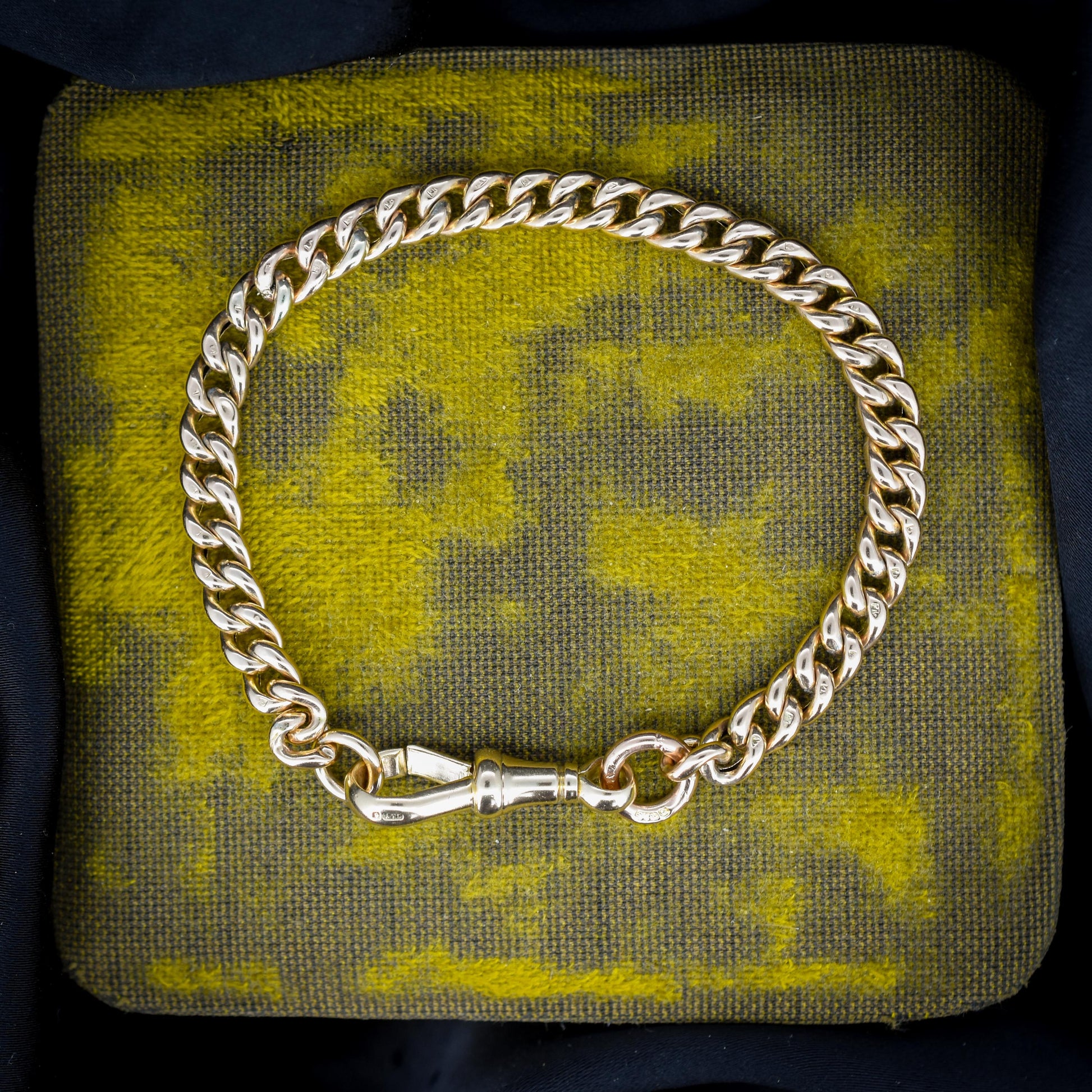 Antique 9ct Gold Curb Link Dog Clip Bracelet | 7"