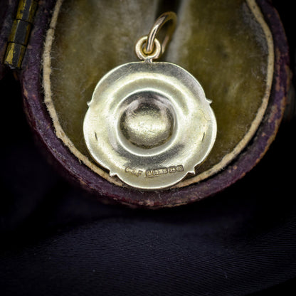 Vintage Red Rose of Lancashire Enamel 9ct Gold Charm