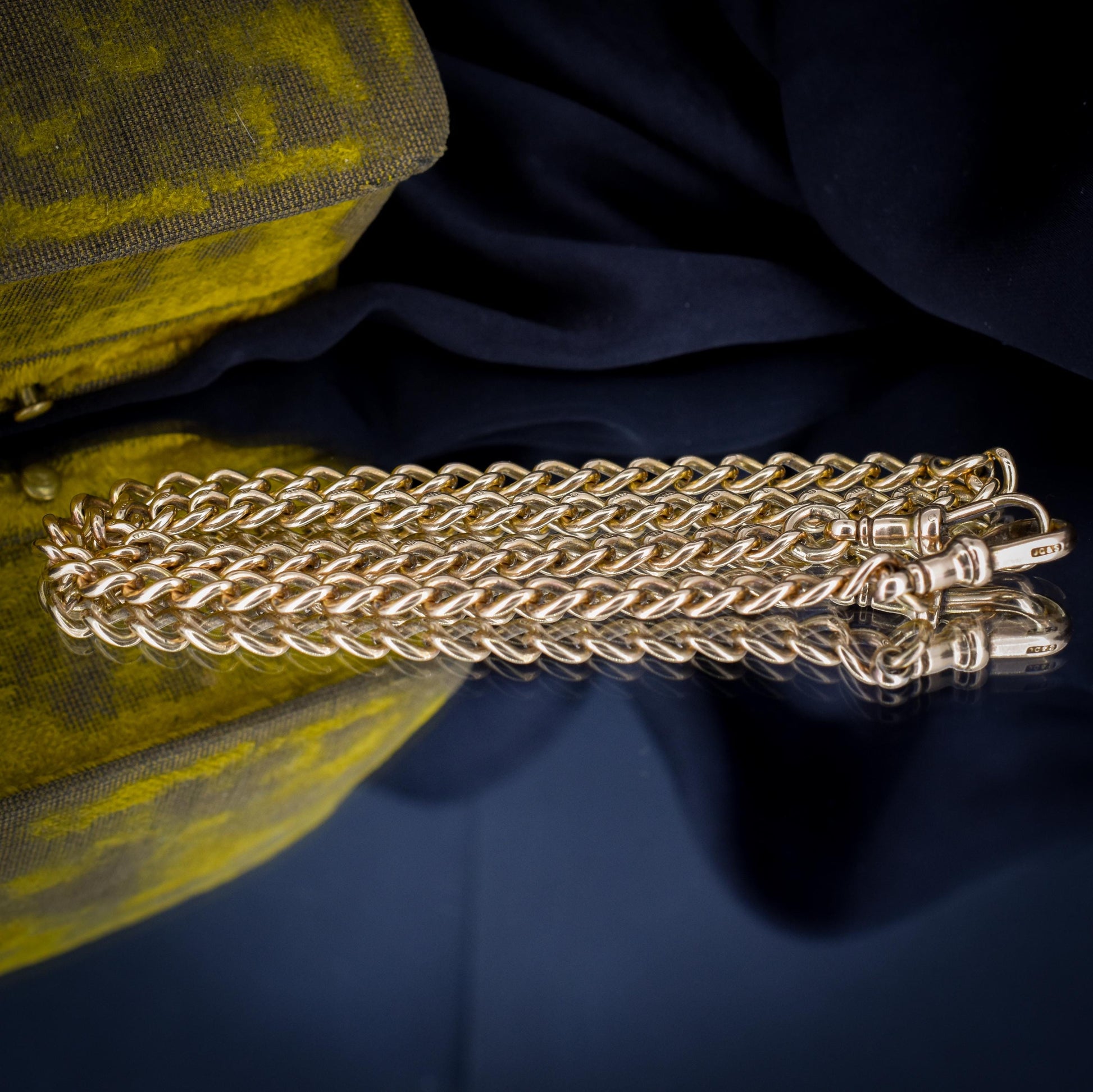 Antique 15ct Gold Curb Link Double Dog Clip Chain Necklace | 16.8"