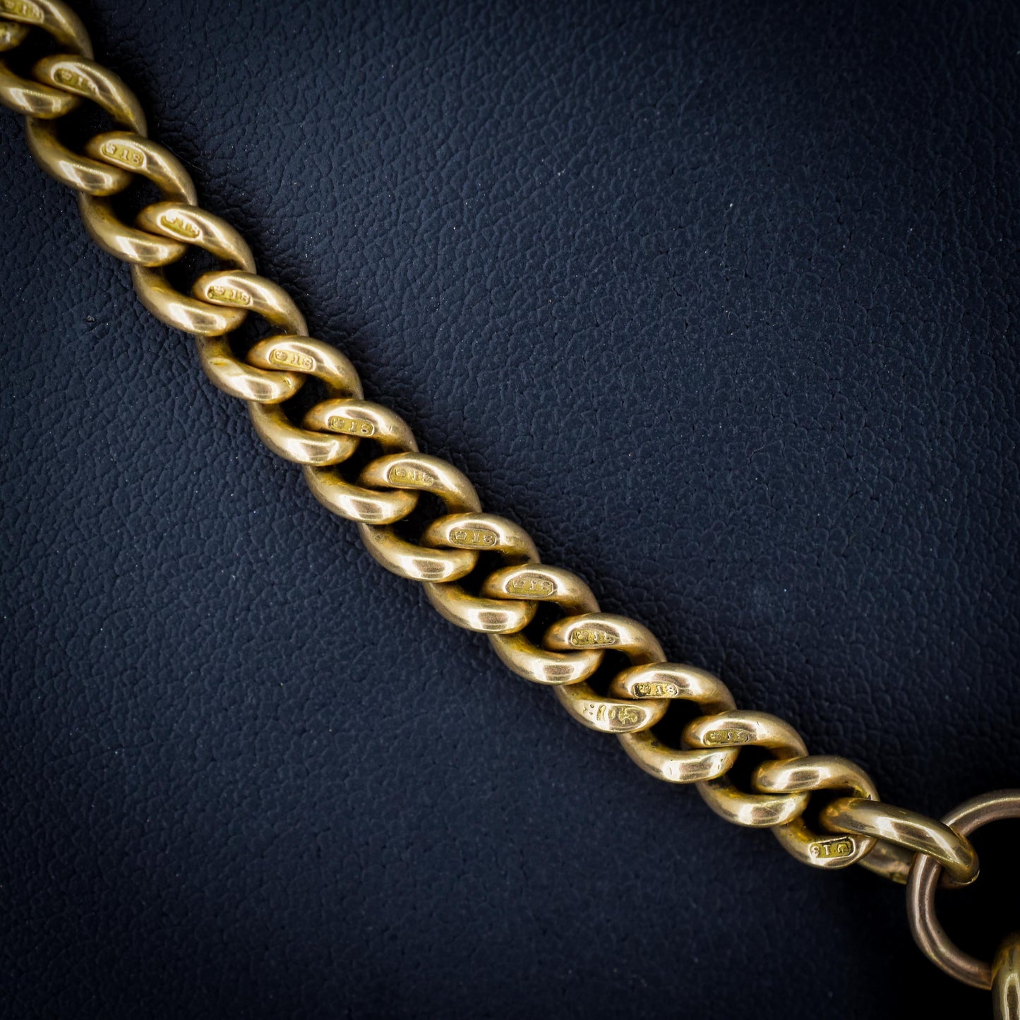 Antique '1897' 18ct Gold Curb Link Albert Watch Chain Necklace | 16.5"
