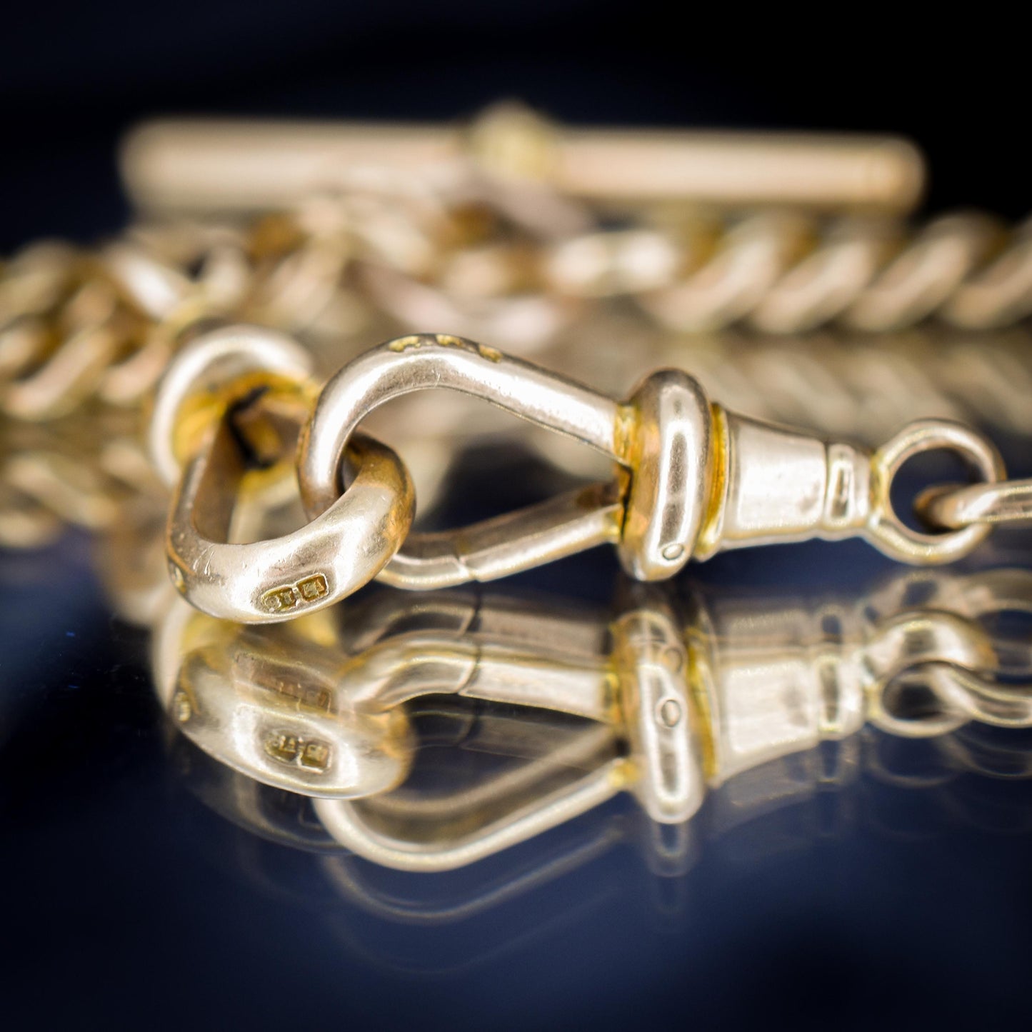 Antique '1897' 18ct Gold Curb Link Albert Watch Chain Necklace | 16.5"