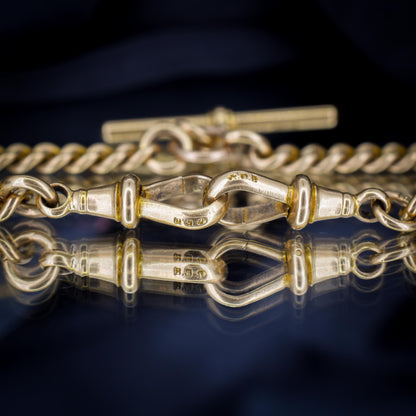 Antique '1897' 18ct Gold Curb Link Albert Watch Chain Necklace | 16.5"