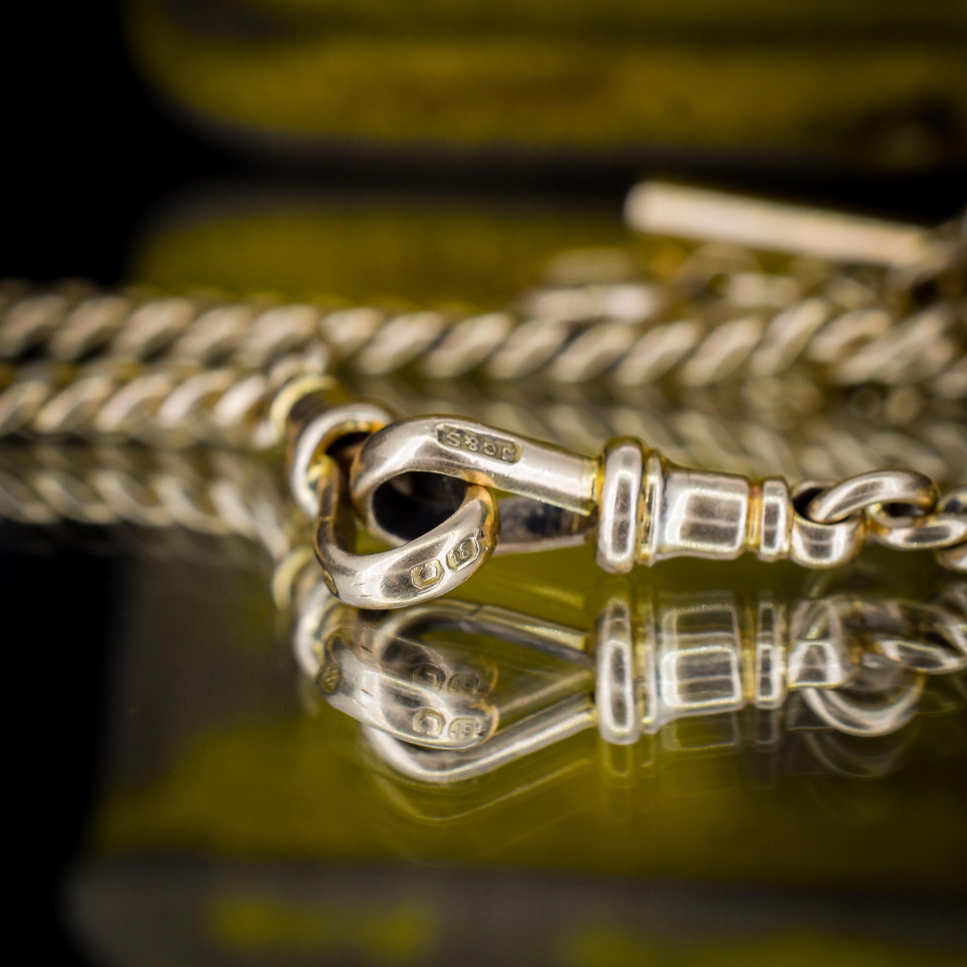 Art Deco '1929' 18ct Gold Curb Link Albert Watch Chain Necklace | 14.5"