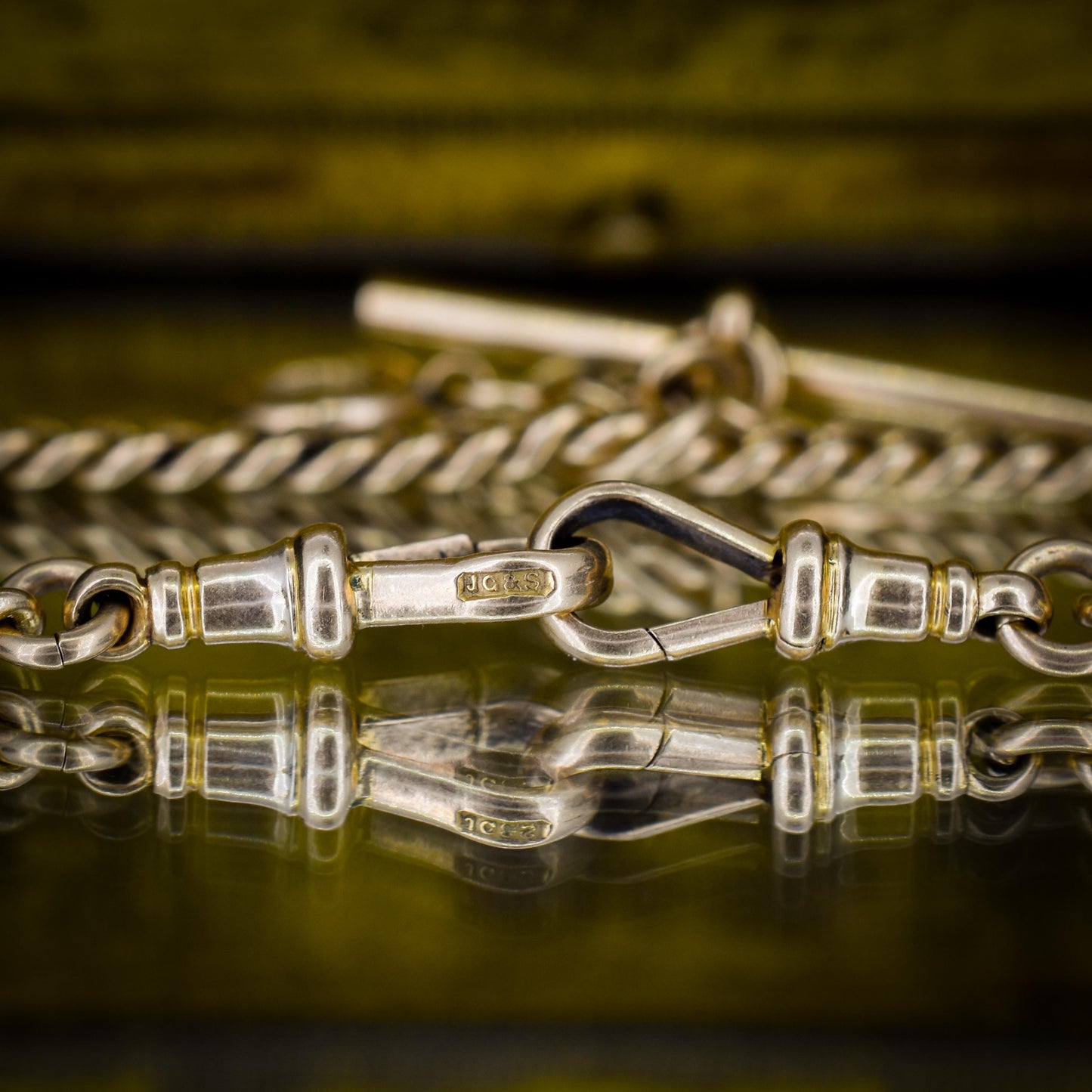 Art Deco '1929' 18ct Gold Curb Link Albert Watch Chain Necklace | 14.5"