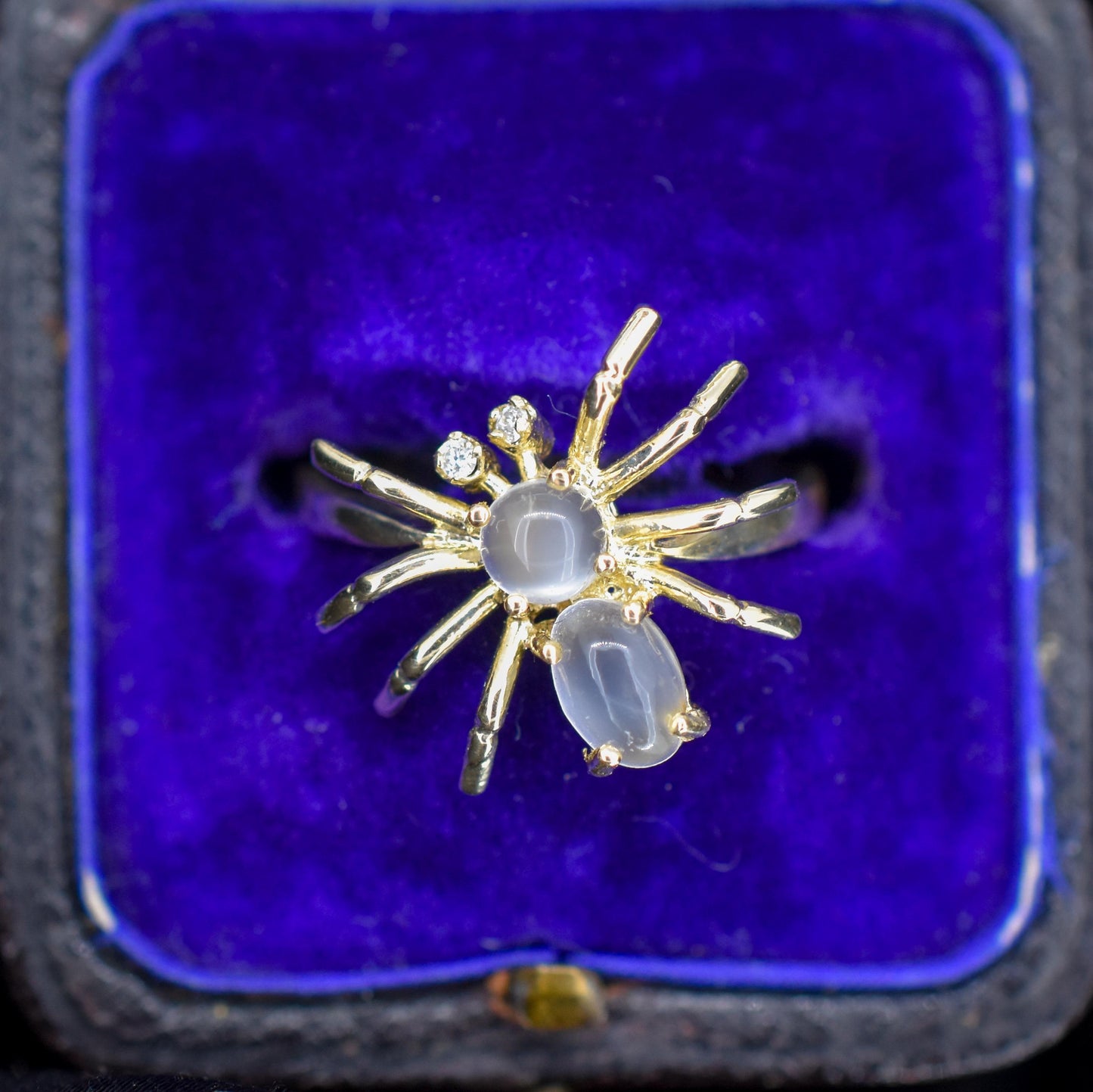 Moonstone and Diamond Spider 9ct Yellow Gold Dress Ring
