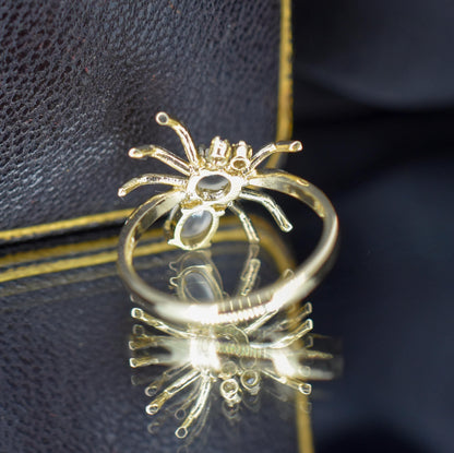 Moonstone and Diamond Spider 9ct Yellow Gold Dress Ring