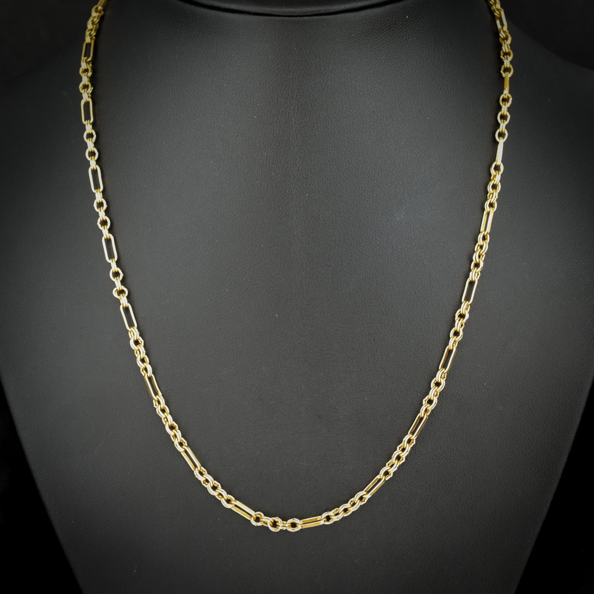Vintage 9ct Yellow Gold 18.25 ″ Fancy Link Chain Necklace 'UNOAERRE'