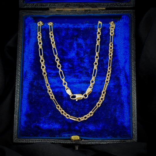 Vintage 9ct Yellow Gold 18.25 ″ Fancy Link Chain Necklace 'UNOAERRE'