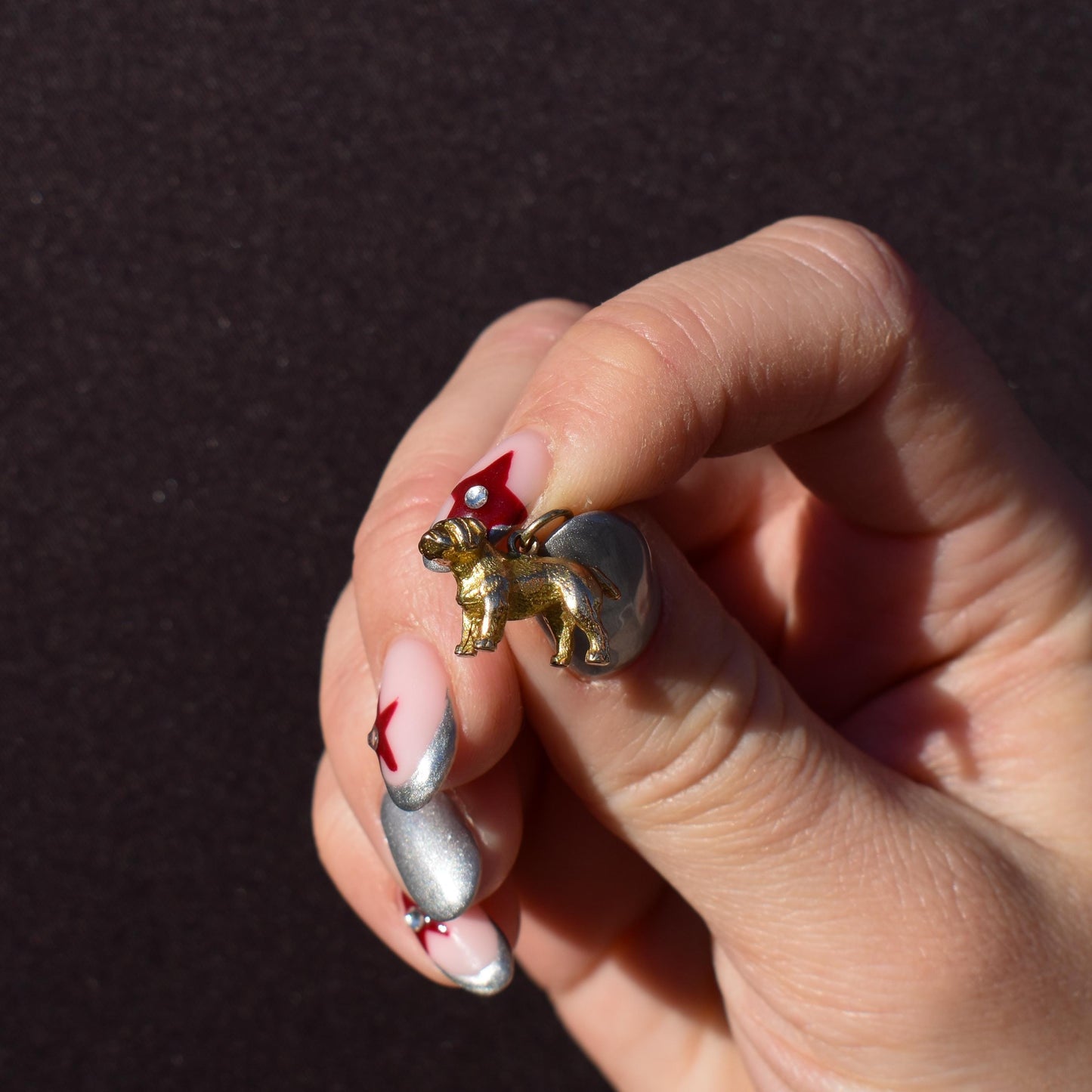 Vintage 9ct Gold Bulldog Dog Charm Pendant | Dated 1956