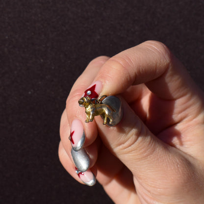 Vintage 9ct Gold Bulldog Dog Charm Pendant | Dated 1956