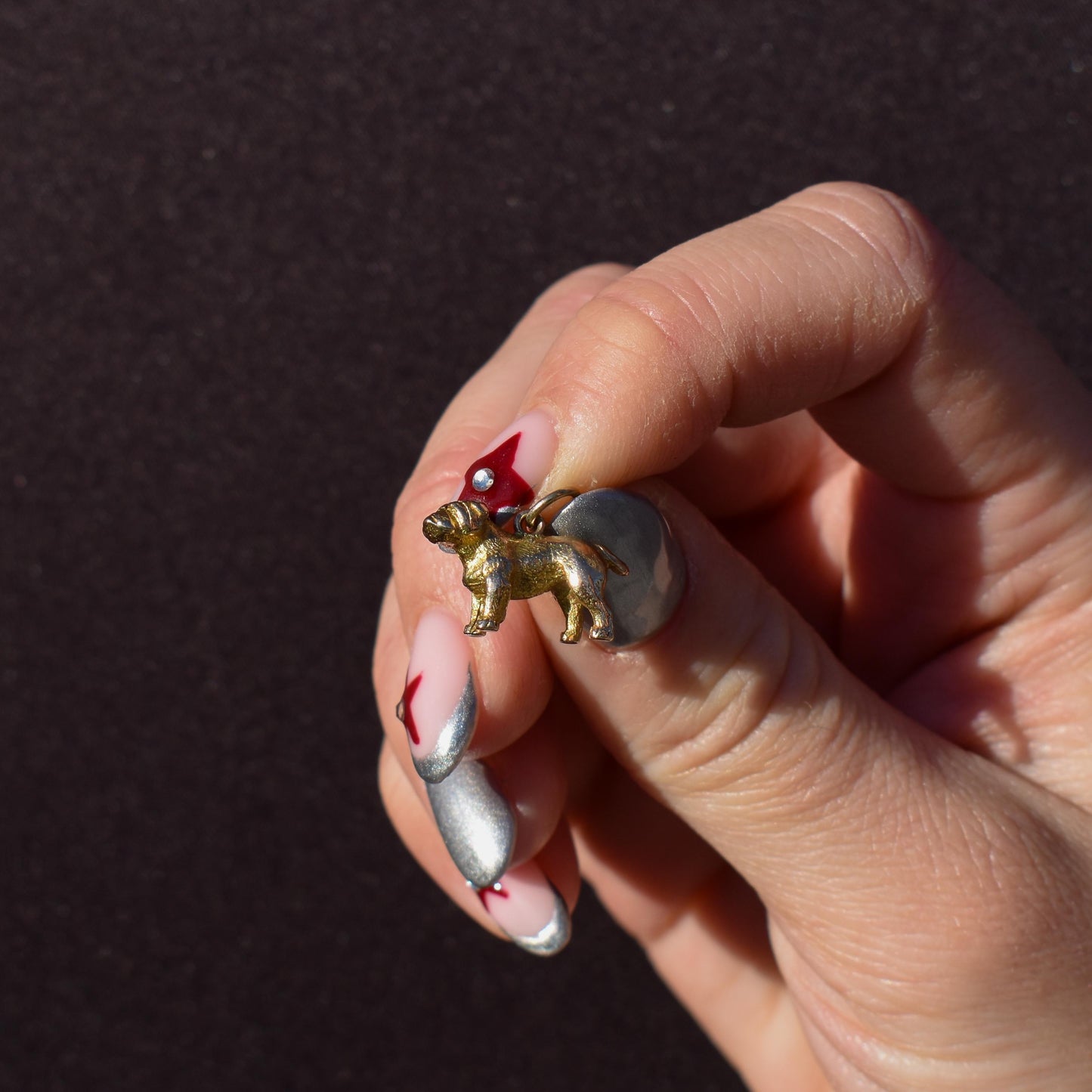 Vintage 9ct Gold Bulldog Dog Charm Pendant | Dated 1956