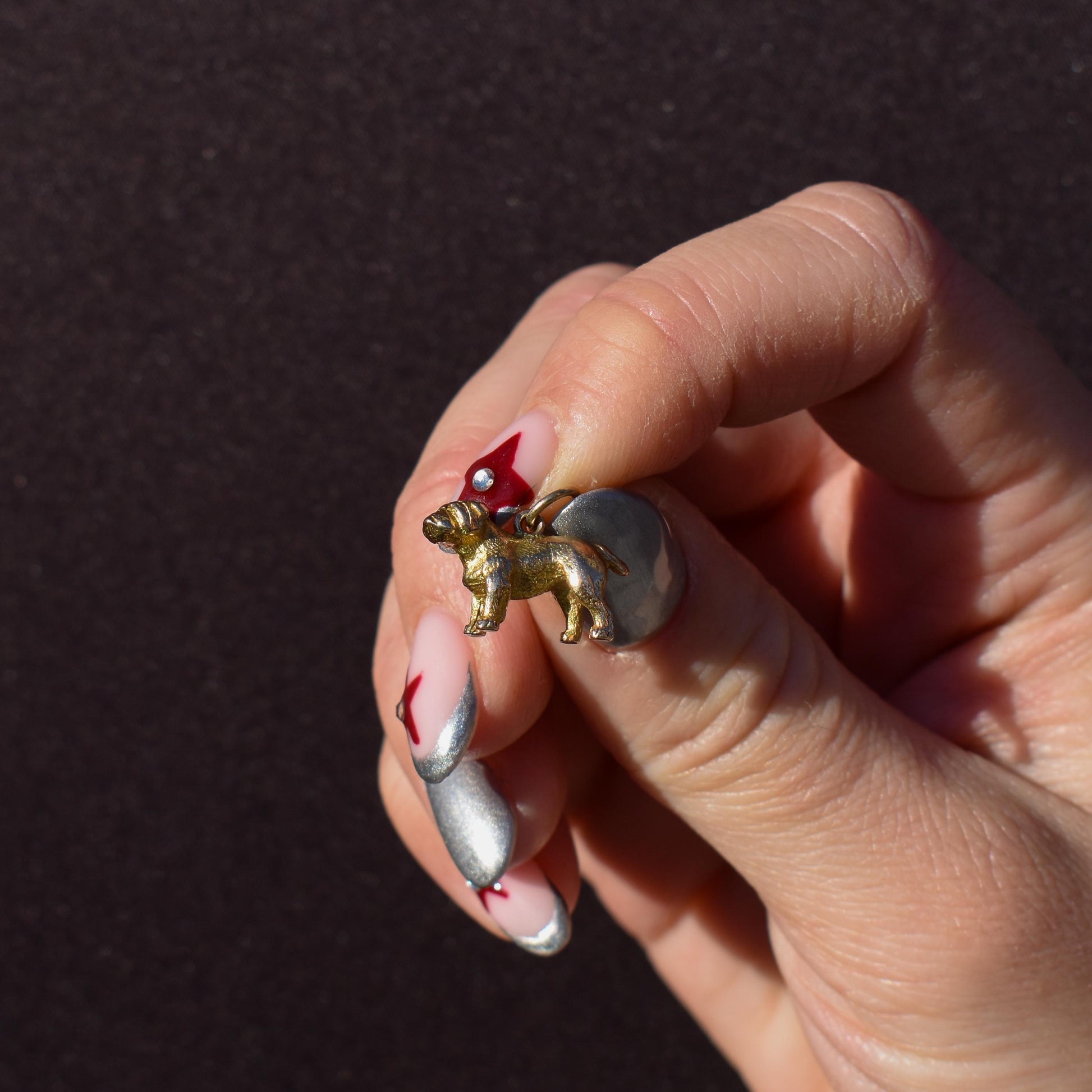 Vintage 9ct Gold Bulldog Dog Charm Pendant | Dated 1956