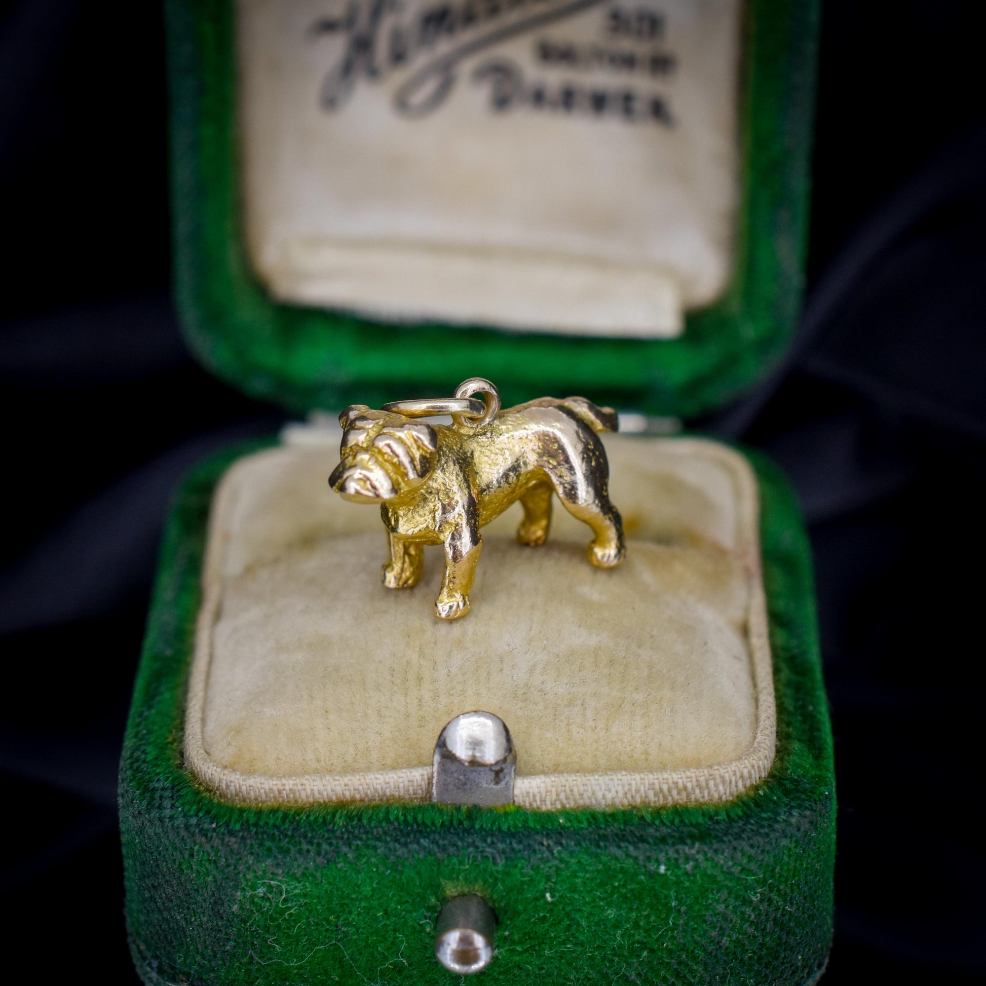 Vintage 9ct Gold Bulldog Dog Charm Pendant | Dated 1956