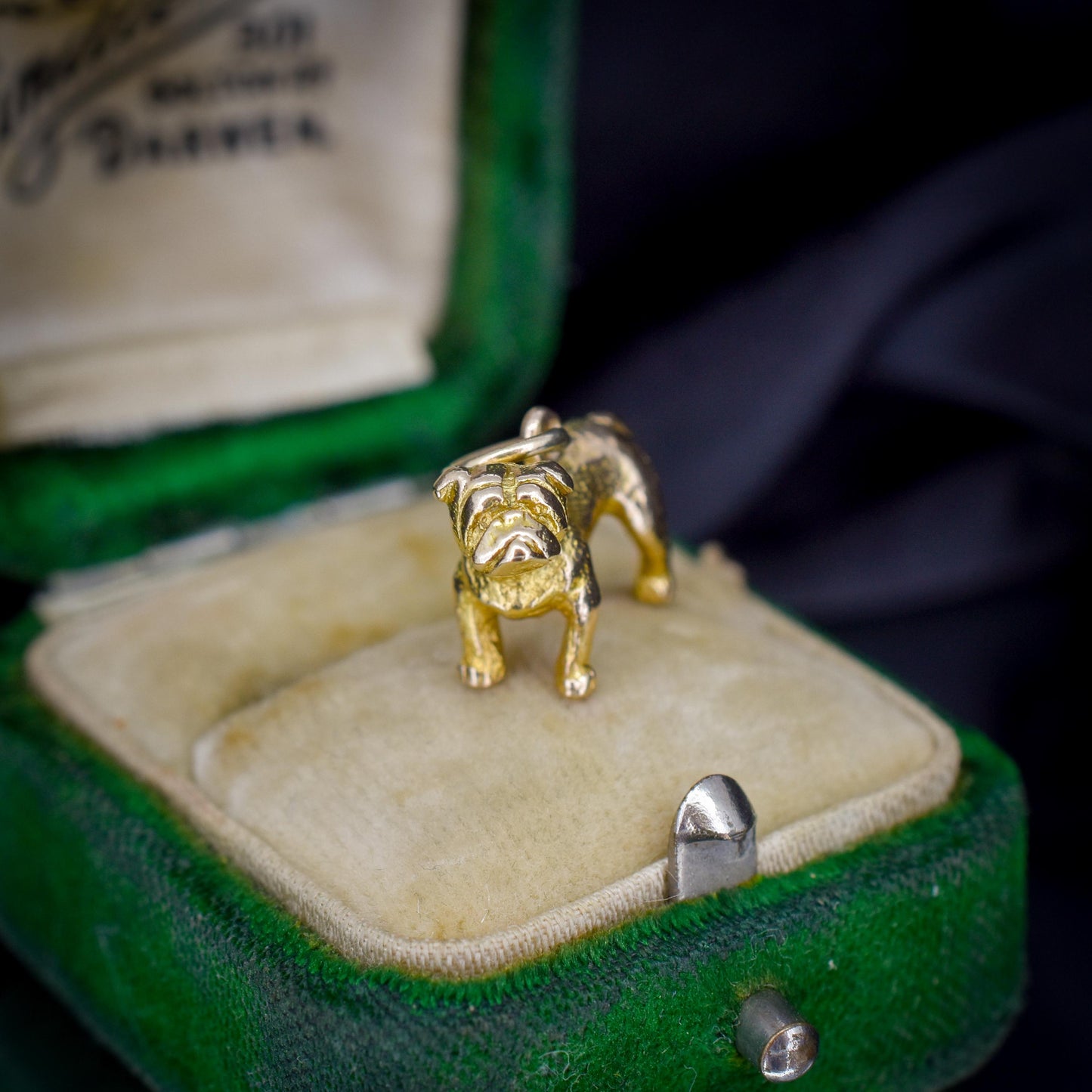 Vintage 9ct Gold Bulldog Dog Charm Pendant | Dated 1956