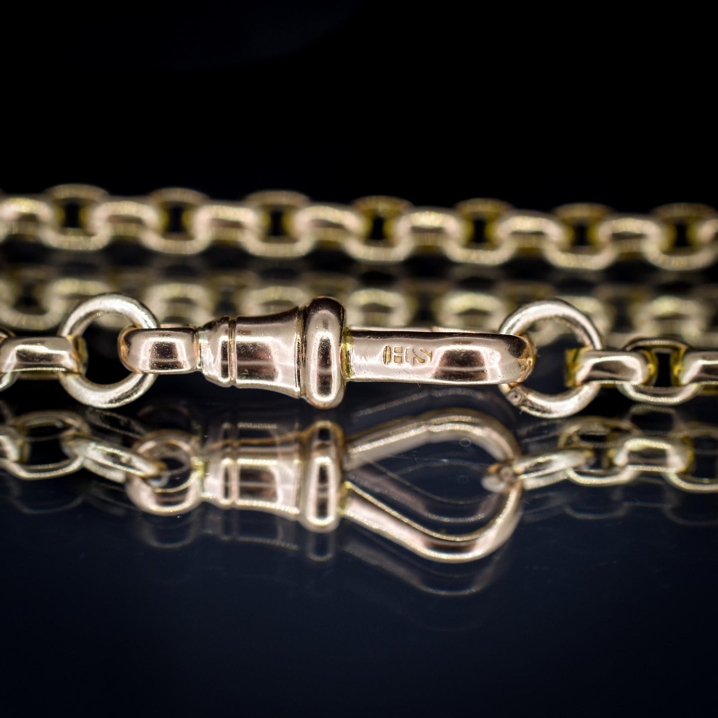 Antique Victorian 9ct Gold Faceted Link Chain Necklace with Dog Clip | 21.5"