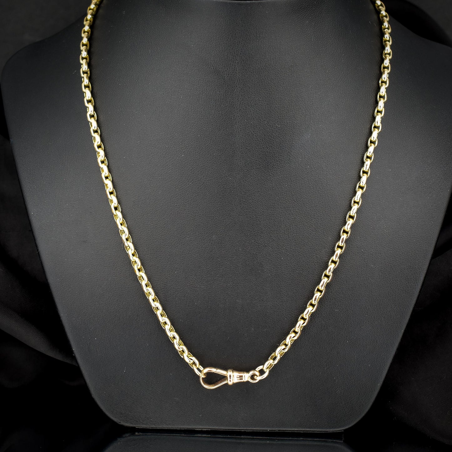 Antique Victorian 9ct Gold Faceted Link Chain Necklace with Dog Clip | 21.5"