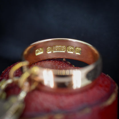 Antique Heart Padlock Drop 9ct Gold Band Ring | Birmingham 1921