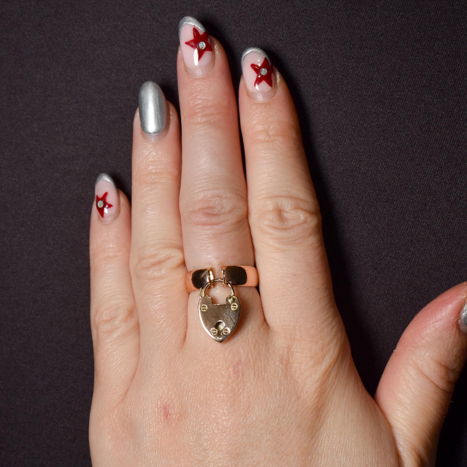 Antique Heart Padlock Drop 9ct Gold Band Ring | Birmingham 1921