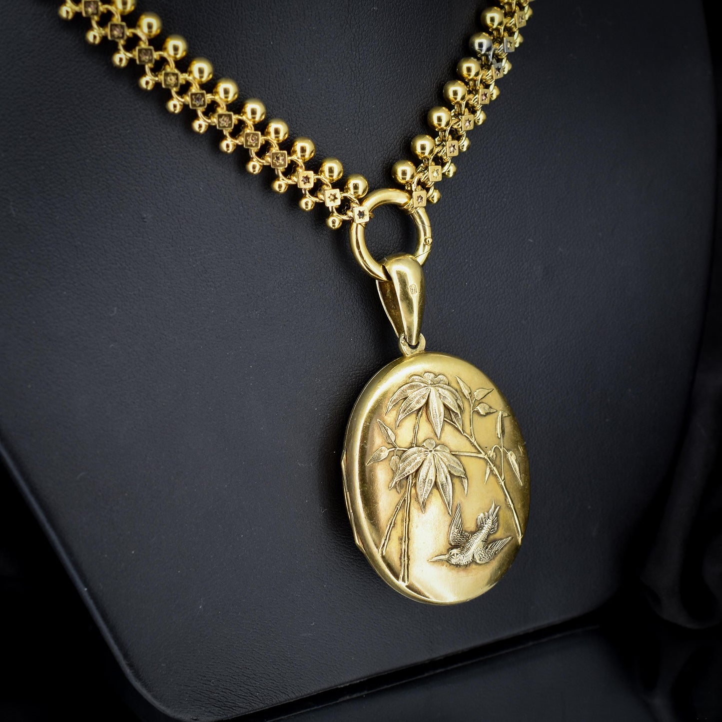 Antique Victorian Gold on Silver Locket and Collar Chain Necklace | Dated 1879