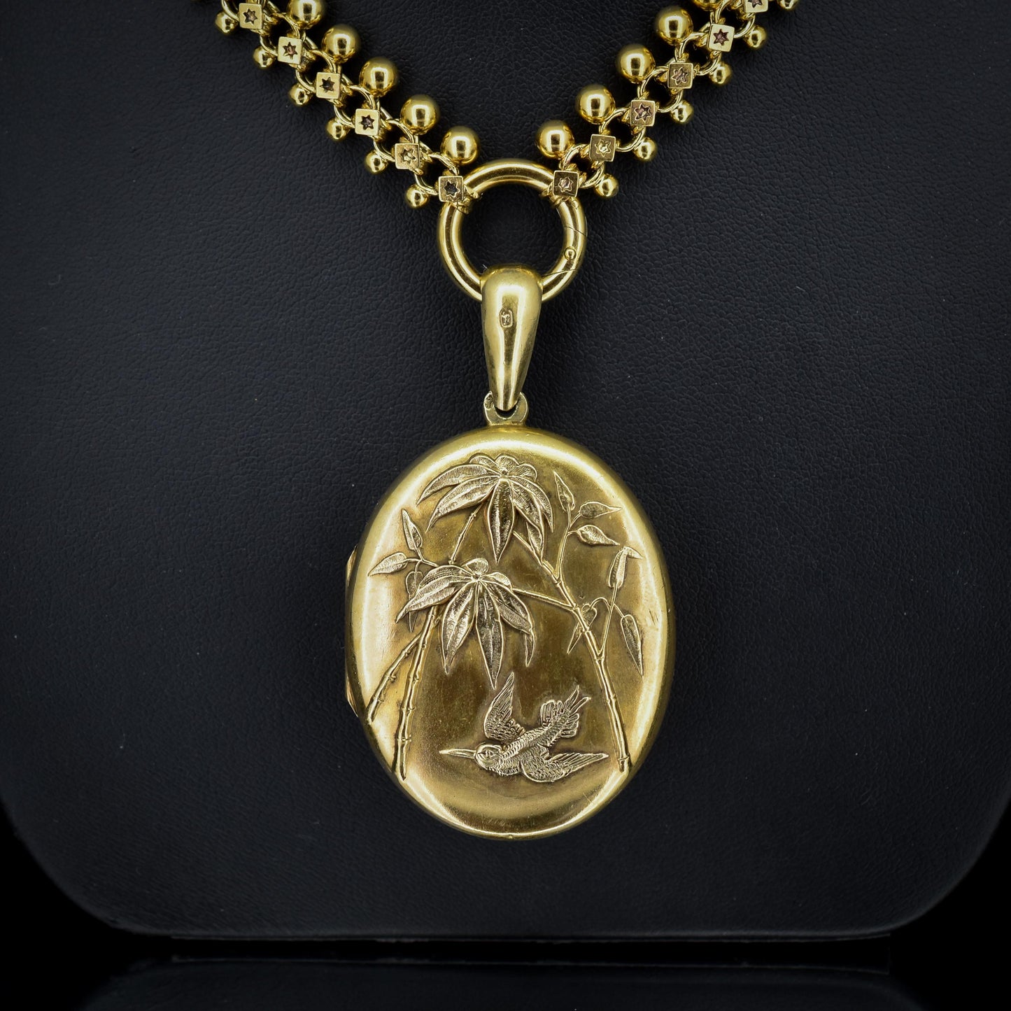 Antique Victorian Gold on Silver Locket and Collar Chain Necklace | Dated 1879