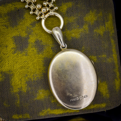 Antique Victorian Gold on Silver Locket and Collar Chain Necklace | Dated 1879